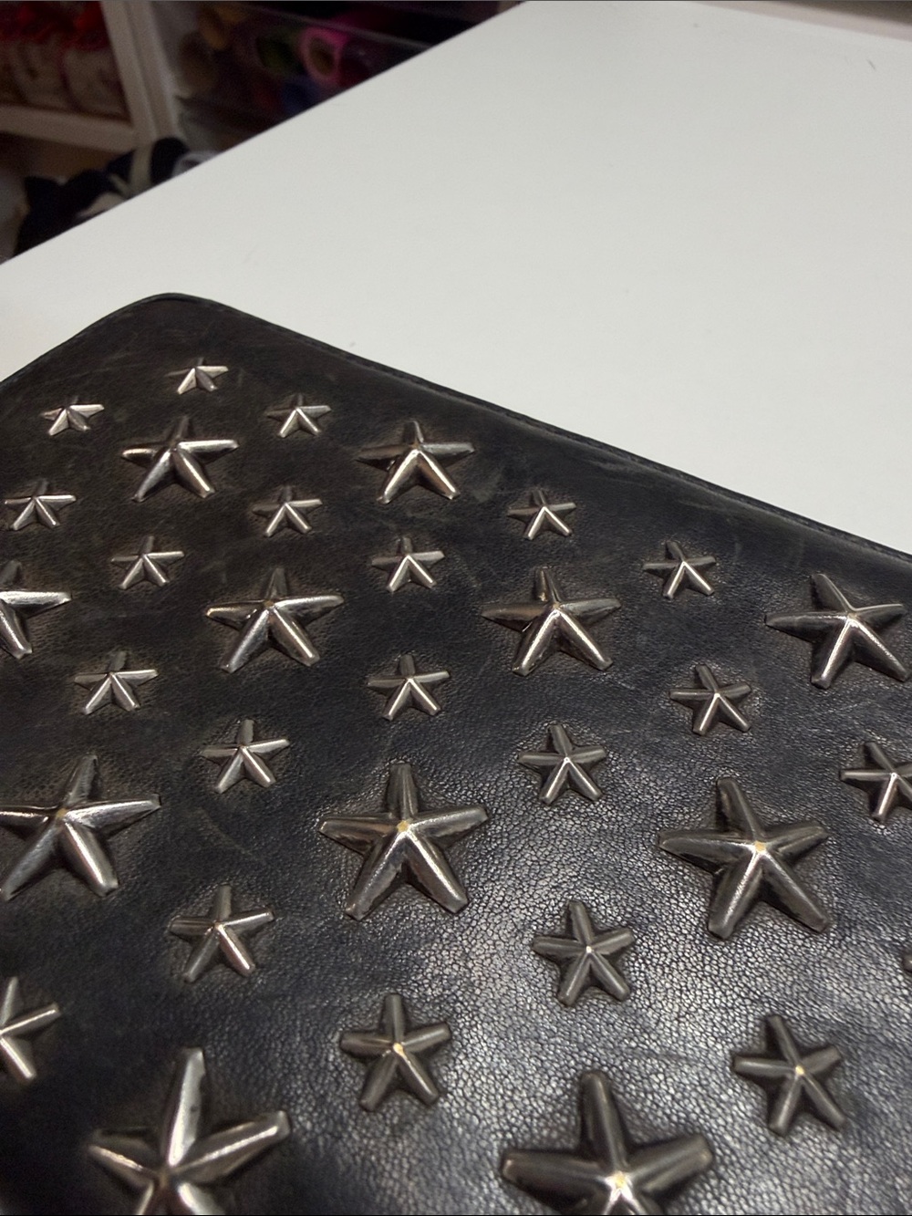 Jimmy Choo Black Leather Star-Embellished Zip Wallet - Picture 2 of 7